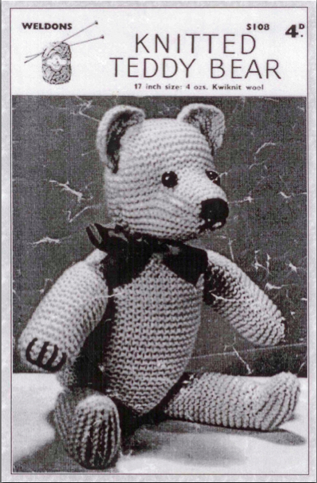 Weldons-Knitted-Teddy-Bear-Vintage-Pattern free knitting patterns
